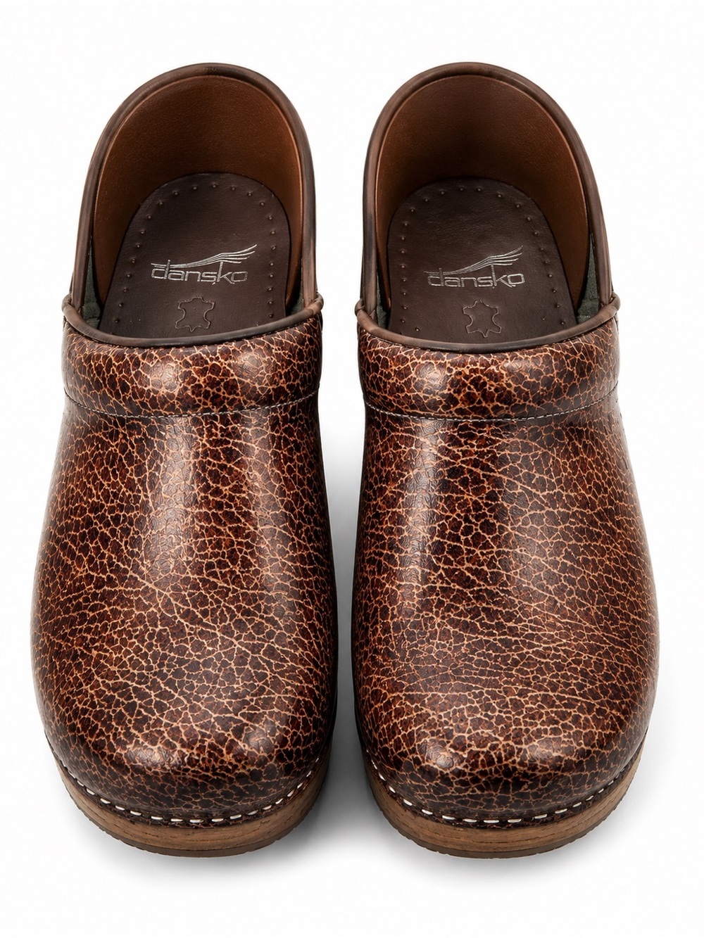Dansko Brown Crackle Leather Clogs